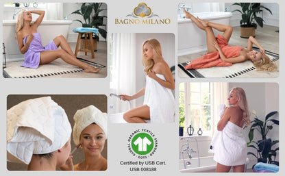 BAGNO MILANO Certified Organic Turkish Cotton Bath Towels, Luxury Jacquard Absorbent, Ultra Soft-Plush Organic Towel Set (Royal Green, Towel Set of 6) - color: Royal Green