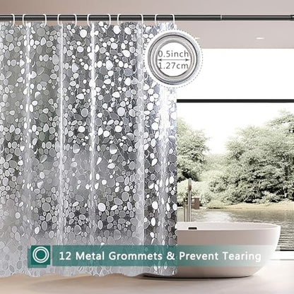 Clear Shower Curtain Liner, 100% Waterproof EVA 3D Shower Curtains with 3 Duty Heavy Bottom Magnets and 12 Rust Proof Grommets, 72x72 Weighted Shower Liner for Shower Stall, Bathtubs - color: Clear Stone
