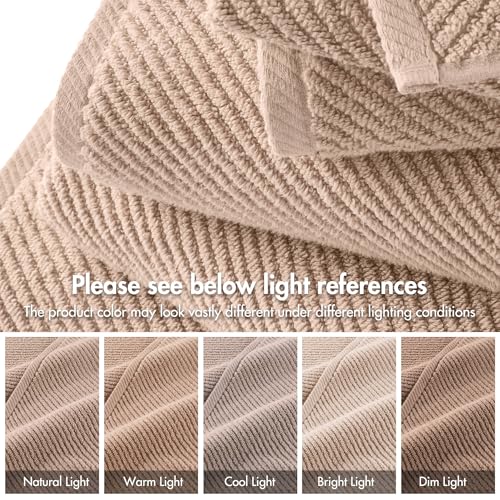 Madison Park 100% Zero Twist Cotton 4 Piece Bathroom Hand Towels, Beige | 18" x 28" Bath Hand Towels, 500 GSM Diagonal Ribbed, Soft, Quick Dry, Highly Absorbent, Durable, Modern, OEKO TEX - color: Beige, size: 4 Piece Hand Towel Set