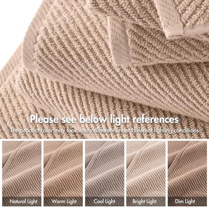 Madison Park 100% Zero Twist Cotton 4 Piece Bathroom Hand Towels, Beige | 18" x 28" Bath Hand Towels, 500 GSM Diagonal Ribbed, Soft, Quick Dry, Highly Absorbent, Durable, Modern, OEKO TEX - color: Beige, size: 4 Piece Hand Towel Set