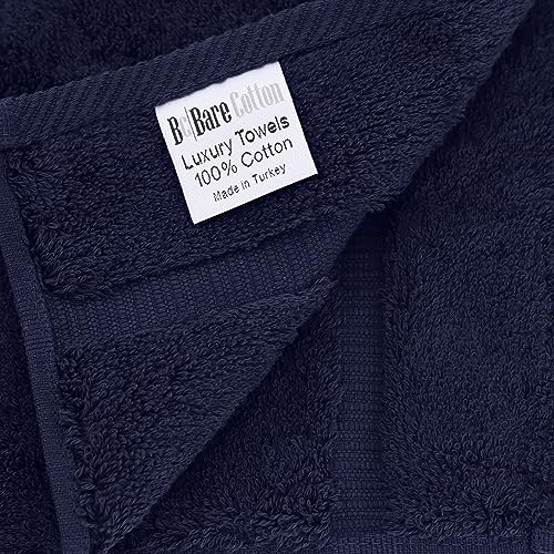 BC BARE COTTON Monogrammed Hand Towel, Navy, 16 x 30 Inches - Set of 2, Extra Absorbent 100% Turkish Cotton, Soft Terry Finish, Personalized Gift - color: Silver on Navy, style: Initial G