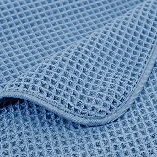 POLYTE 430 GSM Poly Blend Microfiber Waffle Bath Sheet XL Set, 35x70 in | 2 Pack, Oversize, Lint Free, Quick Dry - color: Blue, size: X Large
