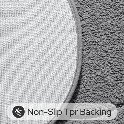 HOMEIDEAS Bathroom Rugs Sets 2 Piece, Soft Bathroom Mats and Absorbent Microfiber Machine Washable Bath Mats for Shower Room, Bathtub, Kitchen (20" x 32" + 16" x 24", Grey) - color: Grey