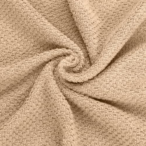 Feather & Stitch 100% Cotton 625 GSM Bath Towel Set of 6, Ultra Soft Highly Absorbent 2 Bath Towels, 2 Hand Towels & 2 Washcloth - Luxury Quick Dry Shower Towels (Taupe) - color: Taupe