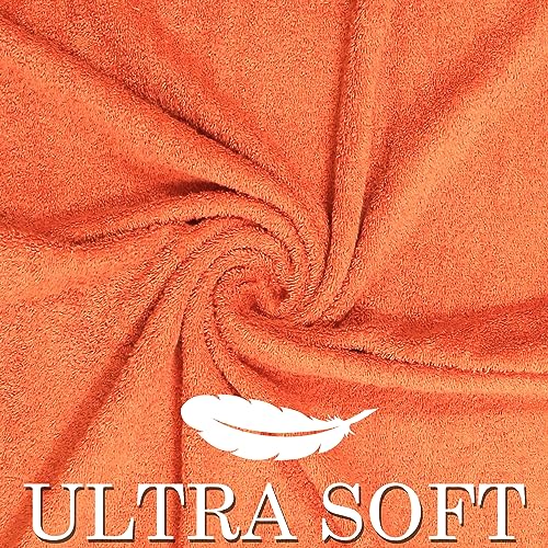 CRAFTBERRY- 6 Piece Cotton Bath Towel Set- 2 Bath - 2 Hand - 2 Face, Orange | 100% Cotton • Thick & Plush • Hotel Quality • Ultra Soft • Highly Absorbent • Quick Dry • Low Lint • Machine Washable - color: Saffron