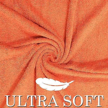 CRAFTBERRY- 6 Piece Cotton Bath Towel Set- 2 Bath - 2 Hand - 2 Face, Orange | 100% Cotton • Thick & Plush • Hotel Quality • Ultra Soft • Highly Absorbent • Quick Dry • Low Lint • Machine Washable - color: Saffron