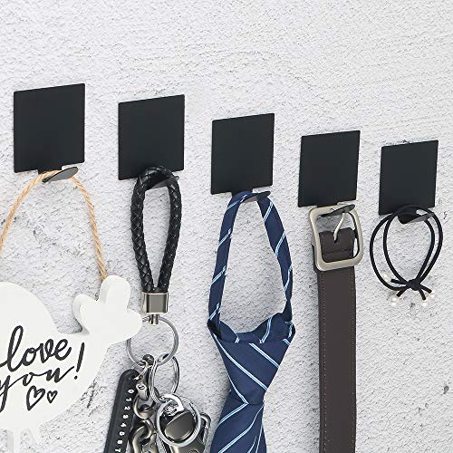 Alise 10 Pcs Self Adhesive Coat Hook Single Towel Clothes Hooks,Black | Key Hooks Utility Hooks for bathroom kitchen Wardrobe Window Glass Door Garage