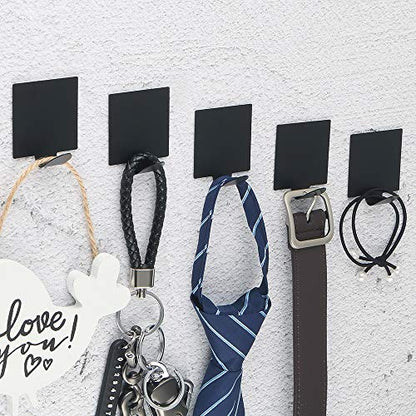 Alise 10 Pcs Self Adhesive Coat Hook Single Towel Clothes Hooks,Black | Key Hooks Utility Hooks for bathroom kitchen Wardrobe Window Glass Door Garage