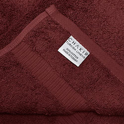 Chakir Turkish Linens 4 Piece Hand Towels, 100% Cotton Turkish Towels for Bathroom, Luxury Soft Absorbent Hand Towel Set, 16 x 30 Inches, Cranberry - color: Cranberry