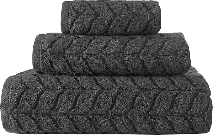 BAGNO MILANO Certified Organic Turkish Cotton Bath Towels, Luxury Jacquard Absorbent, Ultra Soft-Plush Organic Towel Set (Charcoal, Towel Set of 6) - color: Charcoal