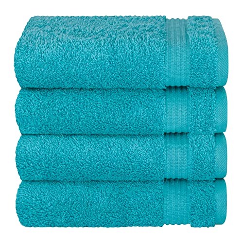 Cotton Paradise 100% Cotton Turkish Towel Set, Soft Absorbent Quick Dry, 4 Piece Hand Towel Set, Ocean Aqua - color: Ocean Aqua, size: 16"x28"
