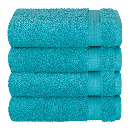 Cotton Paradise 100% Cotton Turkish Towel Set, Soft Absorbent Quick Dry, 4 Piece Hand Towel Set, Ocean Aqua - color: Ocean Aqua, size: 16"x28"
