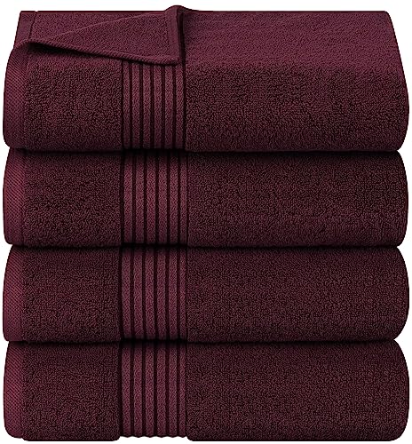 Utopia Towels Luxurious Bath Towels Set, 27x54 in, 4 Pack, Soft, Burgundy | Soft Luxurious Ring Spun Cotton Bath Towels - Lightweight, Highly Absorbent, Quick-Drying, Ideal for Daily Use - color: Burgundy