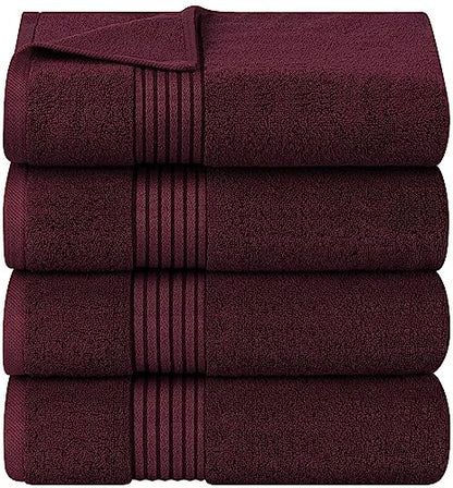 Utopia Towels Luxurious Bath Towels Set, 27x54 in, 4 Pack, Soft, Burgundy | Soft Luxurious Ring Spun Cotton Bath Towels - Lightweight, Highly Absorbent, Quick-Drying, Ideal for Daily Use - color: Burgundy