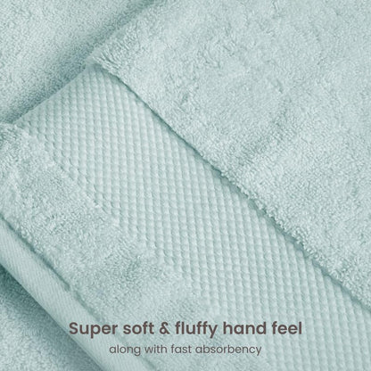 BIOWEAVES 100% Organic Cotton 700 GSM Plush 6-Piece Towel Set GOTS Certified, 2 Bath Towels, 2 Hand Towels & 2 Washcloths - Seafoam - color: Seafoam, size: 6 Pc Towel Set