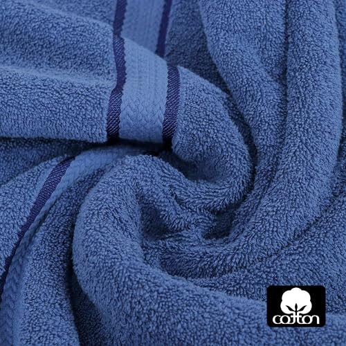 COTTON CRAFT Ultra Soft 6 Piece Towel Set - 100% Cotton Towels - Blue | Absorbent 580 GSM Quick Dry Everyday Premium Luxurious Bathroom Towels - 2 Large Bath Towels, 2 Hand Towels, 2 Washcloths - color: Blue, size: 6 Piece Towel Set