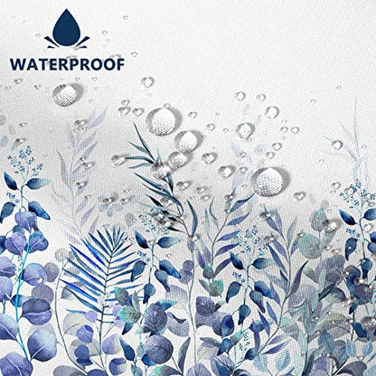 AWERT Shower Curtain Plants for Bathroom,Waterproof Quick-Drying Blue Leaves Shower Curtain Set with Hooks 48x72 Inch - color: Blue and Magenta, size: 48"W x 72"L (Pack of 1)