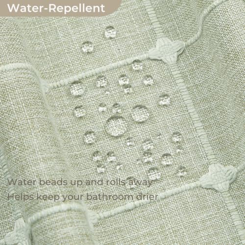 Sage Green Plaid Shower Curtain Farmhouse Checkered Boho Shower Curtains for Bathroom, Rustic Shabby Chic Heavy Duty Bathroom Curtain Set with Tassel -Bohemian Cloth Shower Curtain 71x71 Inch - color: Sage Green, size: 71"W x 71"L (Pack of 1)