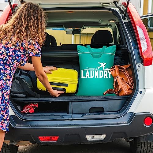 Fiodrimy 2 Pcs Large Travel Laundry Bags - Washable Waterproof Wet Dry Bags for Dirty Clothes, Swimsuits, Workout & Gym Clothes - Pink & Blue - color: Pink+blue