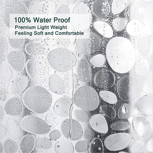 EVA Clear Shower Curtain Liner, 3D Water Cube 5G Shower Liners with 12 Rustproof Metal Grommets and Weighted Magnets, Waterproof Duty for Bathroom 72 x 72 - color: Clear Stone