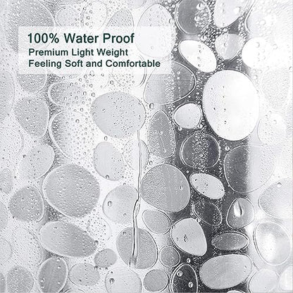 EVA Clear Shower Curtain Liner, 3D Water Cube 5G Shower Liners with 12 Rustproof Metal Grommets and Weighted Magnets, Waterproof Duty for Bathroom 72 x 72 - color: Clear Stone