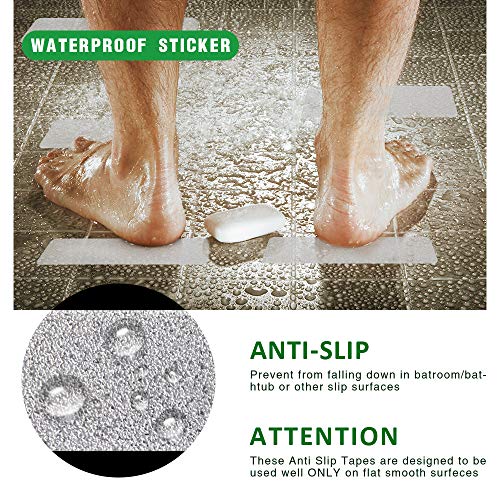 Non Slip Bathtub Strips 18 PCS Larger Adhesive Anti Slip Shower Stickers for Bath Tub,Bathroom,Stairs with Premium Scraper - color: Clear
