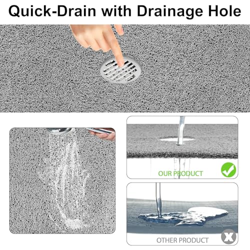 Large Square Shower Mat, Yonala 32 x 32 Inch Non Slip Shower Mats for Inside Shower/Bathroom, Soft PVC Loofah Shower Floor Mat with Central Drain Hole, Quick Drying, Easy Clean - size: 32" x 32" (Square)