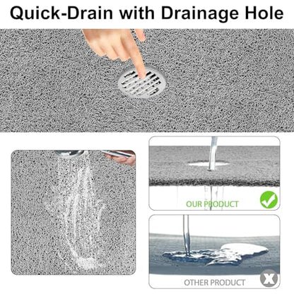 Large Square Shower Mat, Yonala 27 x 27 Inch Non Slip Shower Mats for Inside Shower/Bathroom, Soft PVC Loofah Shower Floor Mat with Central Drain Hole, Quick Drying, Easy Clean - size: 27" x 27" (Square)