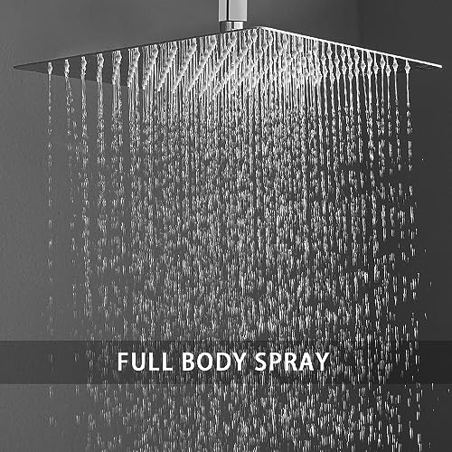 ‎Polished Chrome Shower System Bathroom 12 Inch Rain Shower Head Ceiling Mount with Handheld Luxury High Pressure Shower Combo Set Shower Faucet Rough-in Valve Body and Trim Kit - color: Polished Chrome, size: 12 Inch