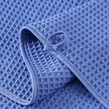 Microfiber Waffle Bath Towels, 4 Pieces, Soft, Absorbent, Fast Drying, Lint Free 430 GSM (27''x55''/68.58 cm x139.7 cm) - color: Dark Blue