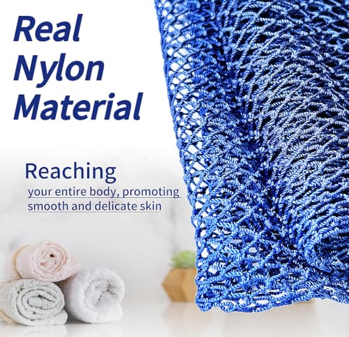 SPMKTBOZAI African Net Sponge Authentic, African Exfoliating Sponge Real African Net Black Owned, African Bath Sponge Back Scrubber, Body Exfoliator Shower Bath Accessories (Blue) - color: Blue