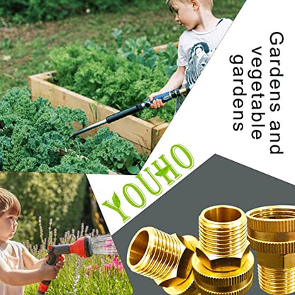 YOUHO Brass Garden Female Hose Fitting Connector, 3/4 GHT Female x 3/4 GHT Male, Garden Hose Connectors Garden Pipe Joint Extension Repair Fitting 2PCS - size: 3/4GHT(M) to 3/4 GHT(F)2pcs