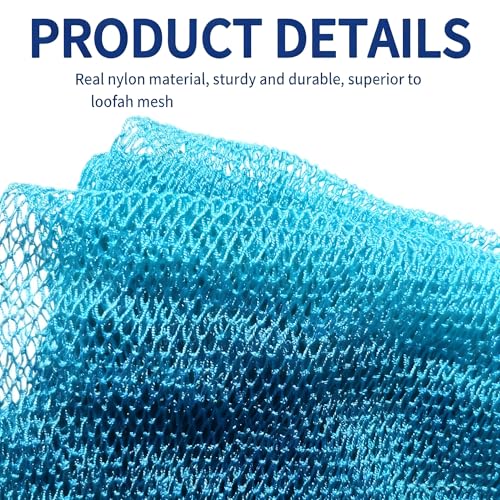 SPMKTBOZAI African Net Sponge Authentic, Exfoliating Net for Body Back | African Net Sponge with Knots| Long Stretch| African Net for Sensitive Skin| Durable & Quick Dry| Daily Use| Sky Blue - color: Sky Blue
