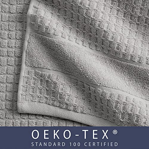 100% Cotton Super Soft Luxury Bath Towel Set | Quick-Dry and Highly Absorbent | Waffle Textured | 550 GSM | Includes 4 Bath Towels | Harper Collection (Light Grey) - color: Light Grey, size: Bath Towel (4-Pack)