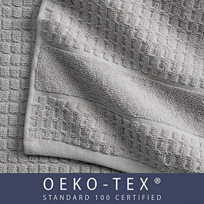 100% Cotton Super Soft Luxury Bath Towel Set | Quick-Dry and Highly Absorbent | Waffle Textured | 550 GSM | Includes 4 Bath Towels | Harper Collection (Light Grey) - color: Light Grey, size: Bath Towel (4-Pack)