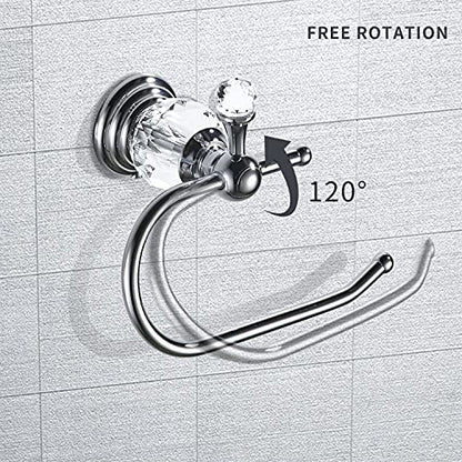 WOLIBEER Crystal Towel Hook, Chrome Towel Ring Toilet Paper Holder Hand Towel Holder Tissue Roll Paper Holder Towel Hanger Silver Bathroom Accessories 2 Pieces Wall Mounted - color: Chrome