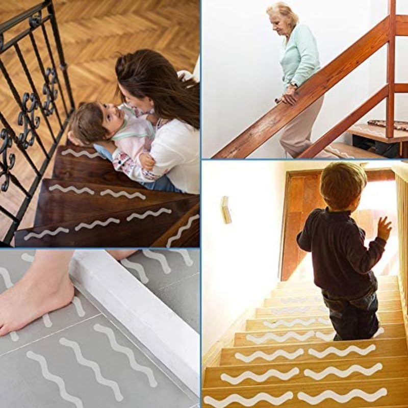 Anti Slip Shower Stickers Bathroom Anti-Slip Strip, Transparent Bathtub Anti-Slip Sticker Tape for Bathroom Tub Floor (透明-12pcs)