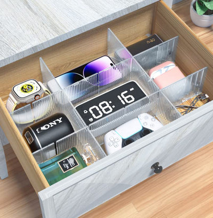8pcs DIY Plastic Drawer Organizer Adjustable Drawer Dividers for Home Tidy Closet, Socks, Underwear, office school supplies, kitchen utensil tools (Clear White) - color: Transparent White