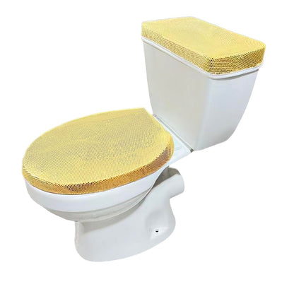 Madeals Memory Foam Bathroom Toilet Rug Set 4 Piece with Toilet Lid Cover and Tank Covers Golden - color: Golden