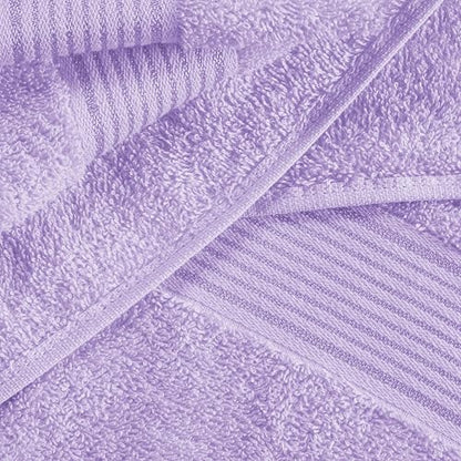 Ultra Soft 6 Pack Cotton Towel Set, Contains 2 Bath Towels 28x55 inch, 2 Hand Towels 16x24 inch & 2 Wash Coths 12x12 inch, Ideal for Everyday use, Compact & Lightweight - Dark Purple - color: Dark Purple