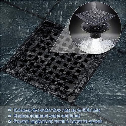 ELLO&ALLO 6 Inch Square Shower Floor Drain with Flange,Removable Quadrato Pattern Grate, SUS 304 Stainless Steel in Oil Rubbed Bronze - color: Oil Rubbed Bronze, size: 6 Inch Grid Cover