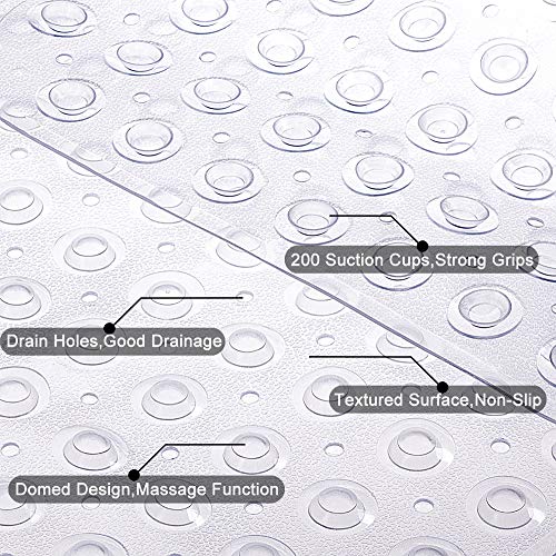 Tree Bud Bathtub Mats for Shower Tub Non-Slip Bath Mat 39 x 16 Inch Extra Long Shower Mat, Bath Tub Mat for Bathroom with Machine Washable, BPA Free for Kids (Clear) - color: Clear