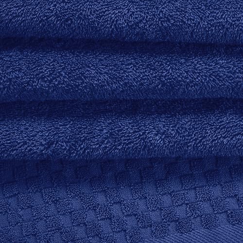 MyOwn Ultra Soft 3 Pack Cotton Towel Set, Contains a Bath Towels 28x55 inch, a Hand Towels 16x24 inch & a Wash Coths 12x12 inch, Ideal Everyday use, Compact & Lightweight - Navy Blue - color: Navy Blue, size: 3 Pack Set