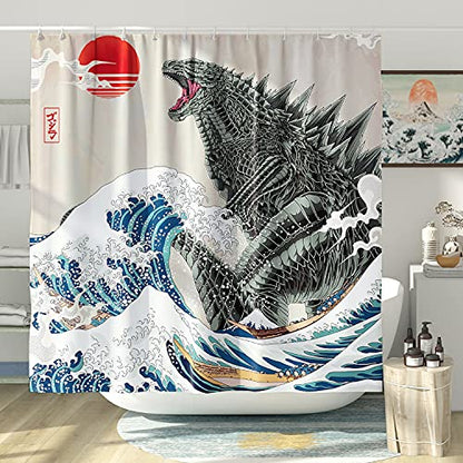 Funny Shower Curtain Set, Fun Anime Monster Shower Curtains for Bathroom Cool Asian Japanese Bathroom Decor Polyester Fabric-62" x 72" - size: 62"W x 72"L (Pack of 1)