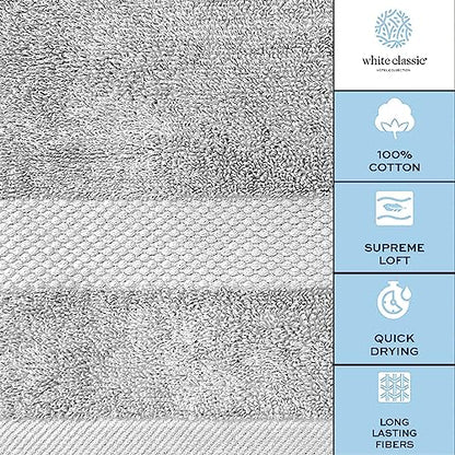 White Classic Luxury Soft Bath Sheet Towels - 650 GSM Cotton Luxury Bath Towels Extra Large 35x70 | Highly Absorbent and Quick Dry | Hotel Collection Extra Large Bath Towels Oversized, Silver, 2 Pack - color: 05: Silver