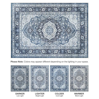 Bloom Rugs Caria Washable Non-Slip 10 ft Runner - Blue Traditional Runner for Entryway, Hallway, Bathroom, and Kitchen - Exact Size: 2'6" x 10' - color: Blue, size: 2'6" x 10' (Runner)