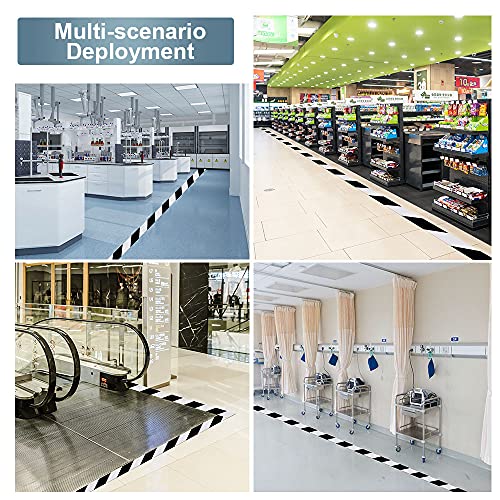 4Rolls Black White Hazard Warning Stripe Tape 2''x36yds Floor Safety Mark - color: Black-white