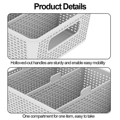 3 Compartment Stackable Bin with Adjustable Dividers, Stackable Storage Bin & Compartment Tray for Kitchen, Bathroom Vanity, Office Desk Supplies, and Bedroom Accessories (White)