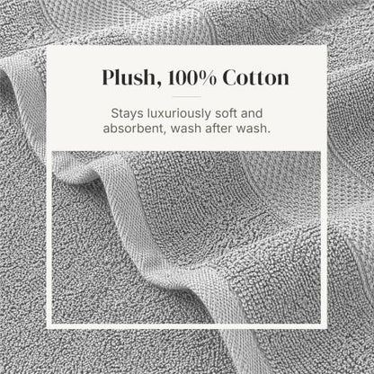 Modern Threads 6 Piece Cotton Bath Towel Set – Ultra Soft 600 GSM Towels – Bathroom Set with Hand Towels and Washcloths – Waffle (Silver Cloud) - color: Silver Cloud, style: Waffle