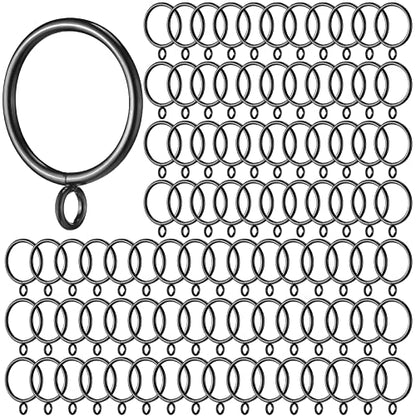 Maitys 100 Pcs Metal Curtain Rings with Eyelet 1.5-inch Inner Diameter Eyelet Curtain Rings for Drapery Clips Hooks for Sliding Window Bathroom Door Shower Rod (Black) - color: Black